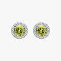 Classic Luxury Wedding Statement Fine Jewelry 925 Sterling Silver Round Brilliant Cut Green Zirconia Stud Earrings for Women