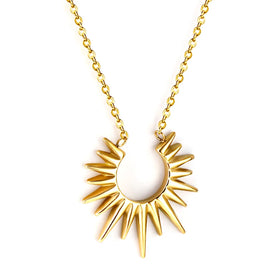 Earrings Necklaces Jewelry Set Gold Plated Stainless Steel Sunburst Necklace