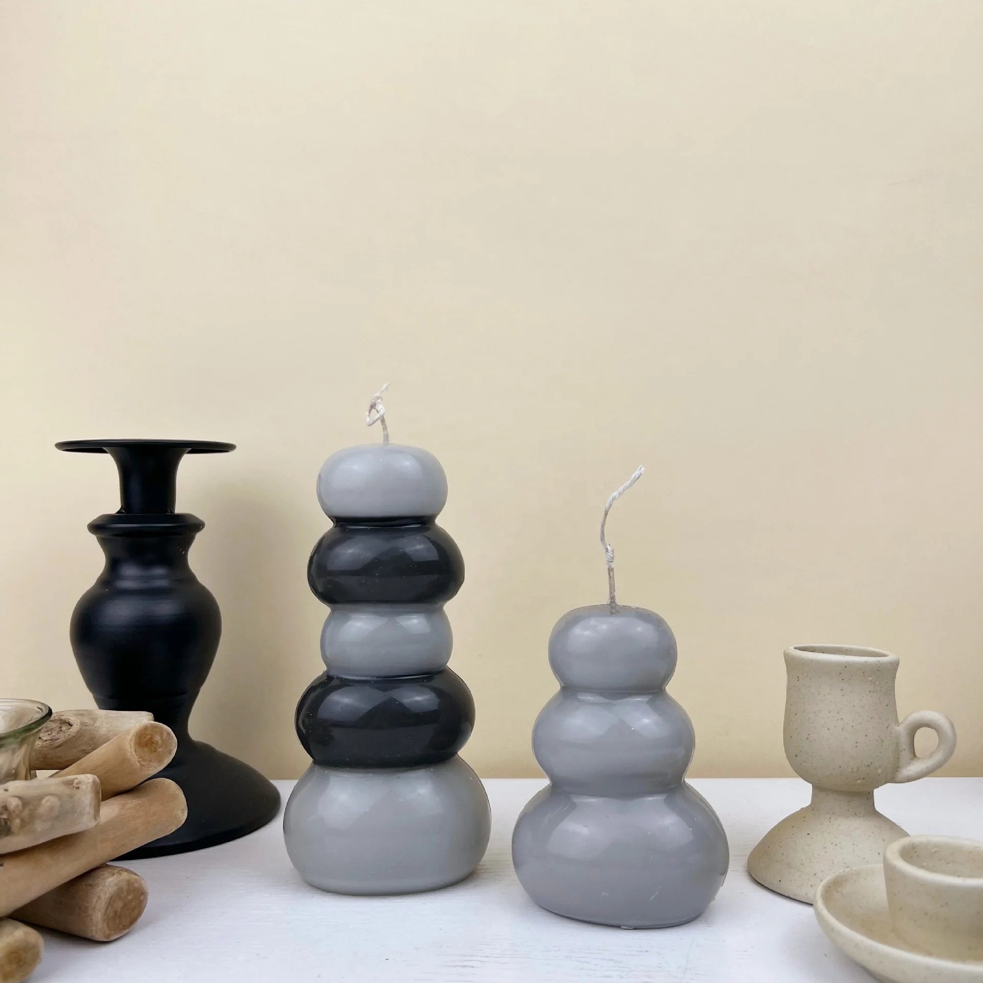 B-7019 Multi-storey Overlap Stone Candle Mold Transparent Plastic Acrylic Material Ins Style Diy Handmade Scented Candle Mould