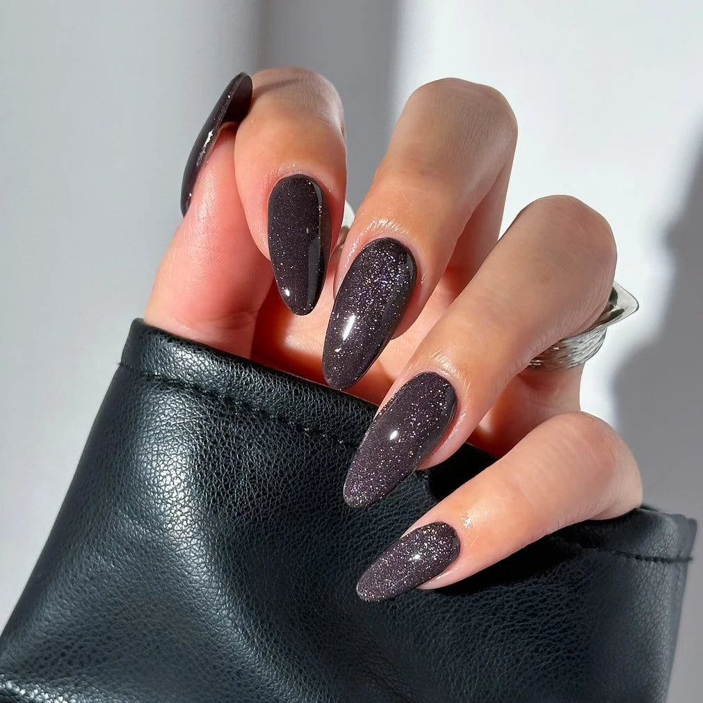 Private Label Custom Glitter Shinny Design Acrylic Fake Nails Wholesale Almond Soft Gel Fall Winter Stick Press on Nails