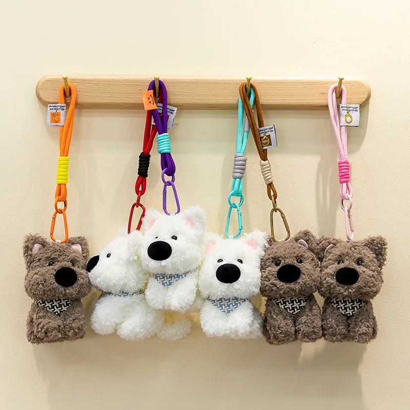 Kawali West Highland Terrier Plush Puppy Soft Doll Bag Charm Keychain Cute Stuffed Animal Toy Dog Pendant Key Chain Accessories