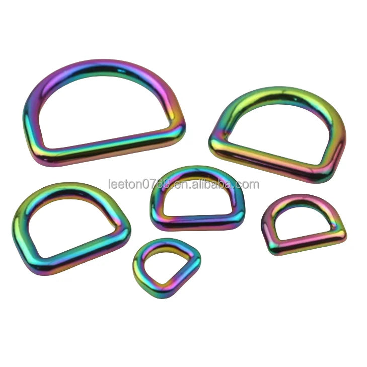 Stock Supply 10mm Mini Zinc Alloy rainbow Colored D Ring Bag Buckle