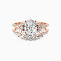 SGARIT Moissanite Jewelry Pass Diamond Tester Wedding Ring Set 14K Rose Gold 1.5CT Oval Cut Moissanite Diamond Ring Set