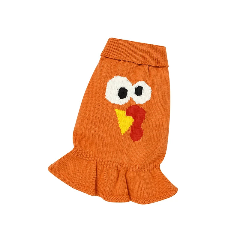 Thanksgiving Day Pet Clothes Warm Soft Sweater Lovely Expression Pattern Pet Cat Dog Sleeveless Clothes