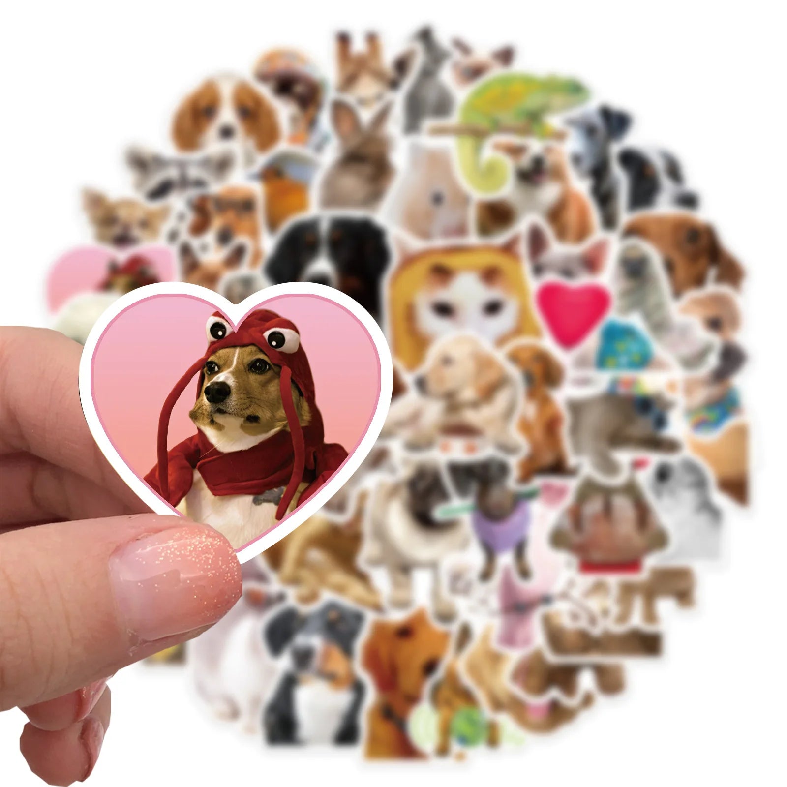 Cute 52pcs Funny Animal Graffiti Decorative Waterproof Stickers Set for DIY Skateboard Guitar Suitcase Decor Kids Gift Idea
