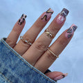 Wholesale Nails New Fashion Design Custom Pink Black Love Press on Nails ABS Acrylic Artificial Fingernails