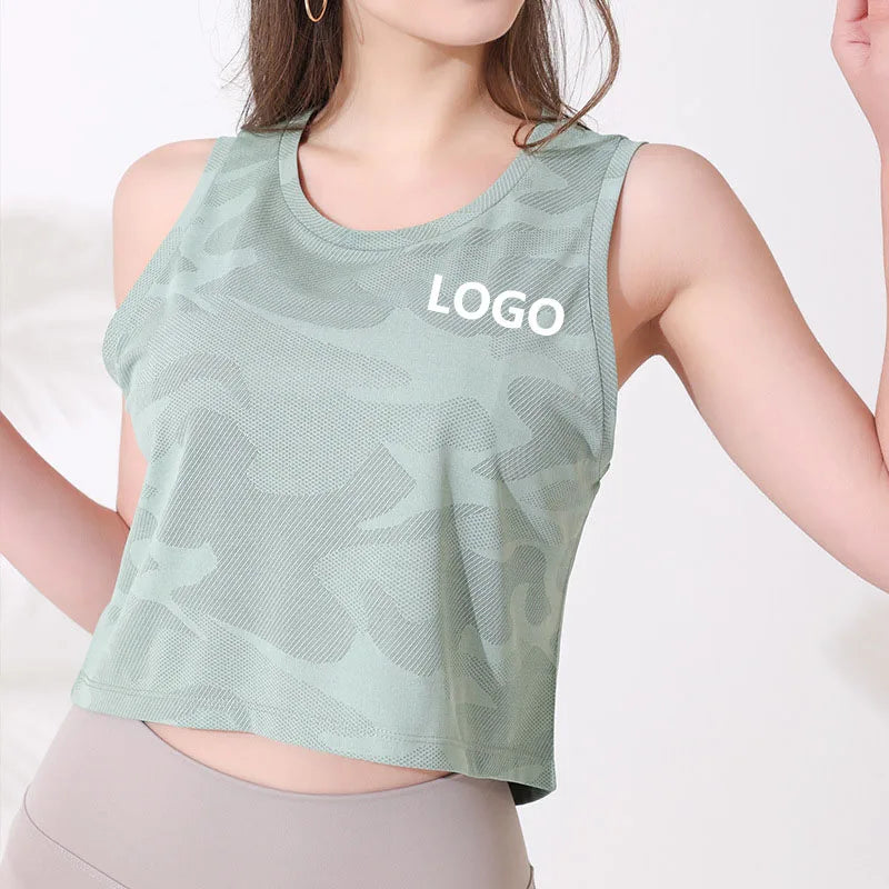 Brand Supplier Crew Neck Breathable Quick Dry Camouflage Womens Workout Shirt Training Sports Vest Yoga Gym Tank Top