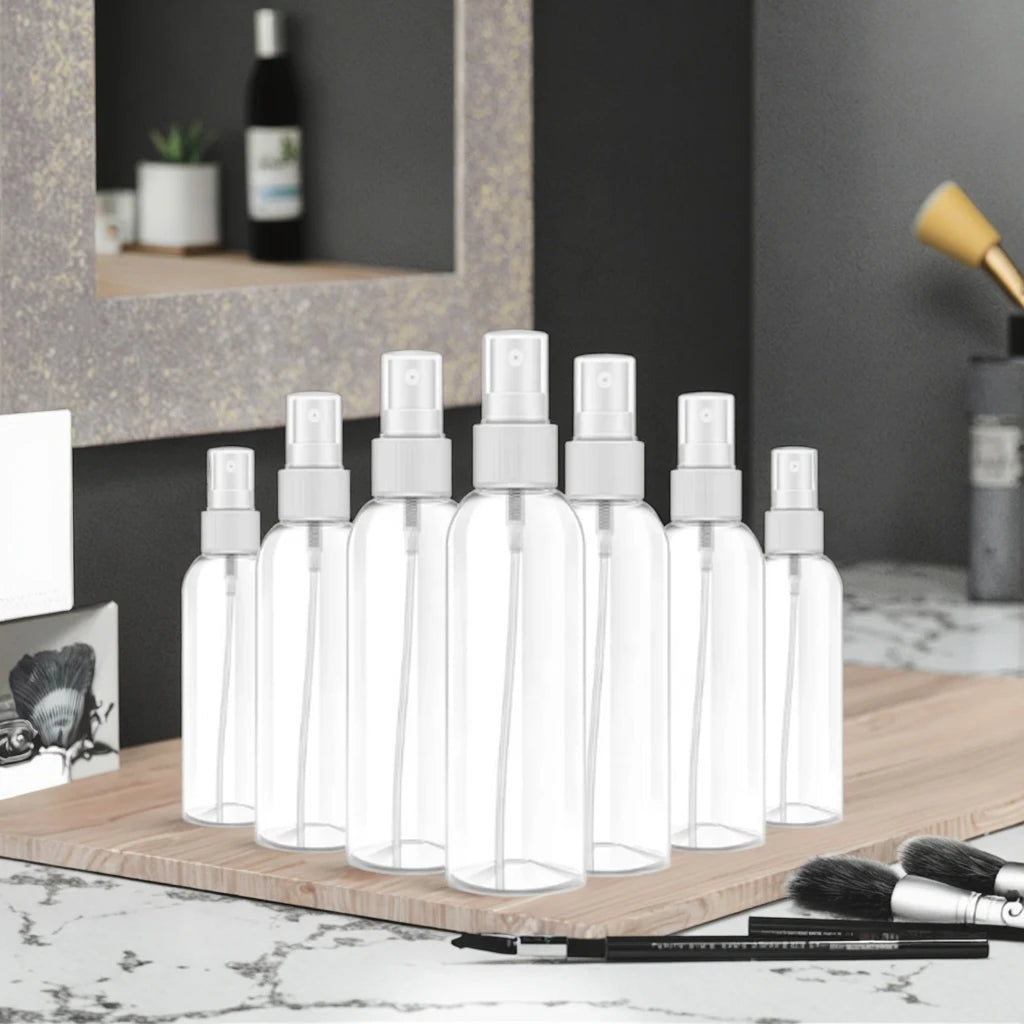 Customizable Logo 5ml Round Plastic Perfume Mist Spray Bottle Refillable for Hand Sanitizer Shower Gel Screen Printing Surface