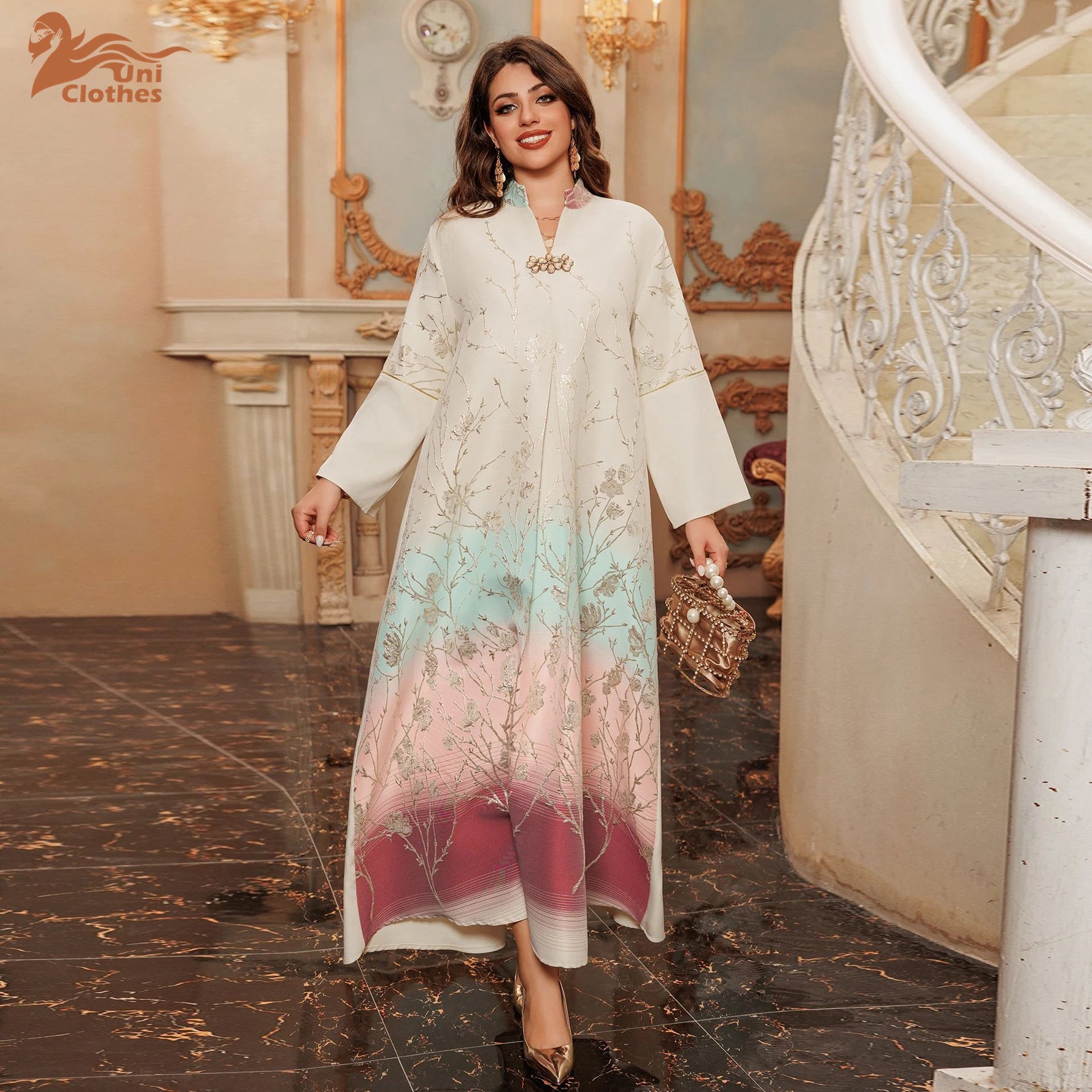 AB377  Modest Abaya Dress Muslim  Kaftan  Red  Beaded Sequined Dresses Dubai Muslim Abaya