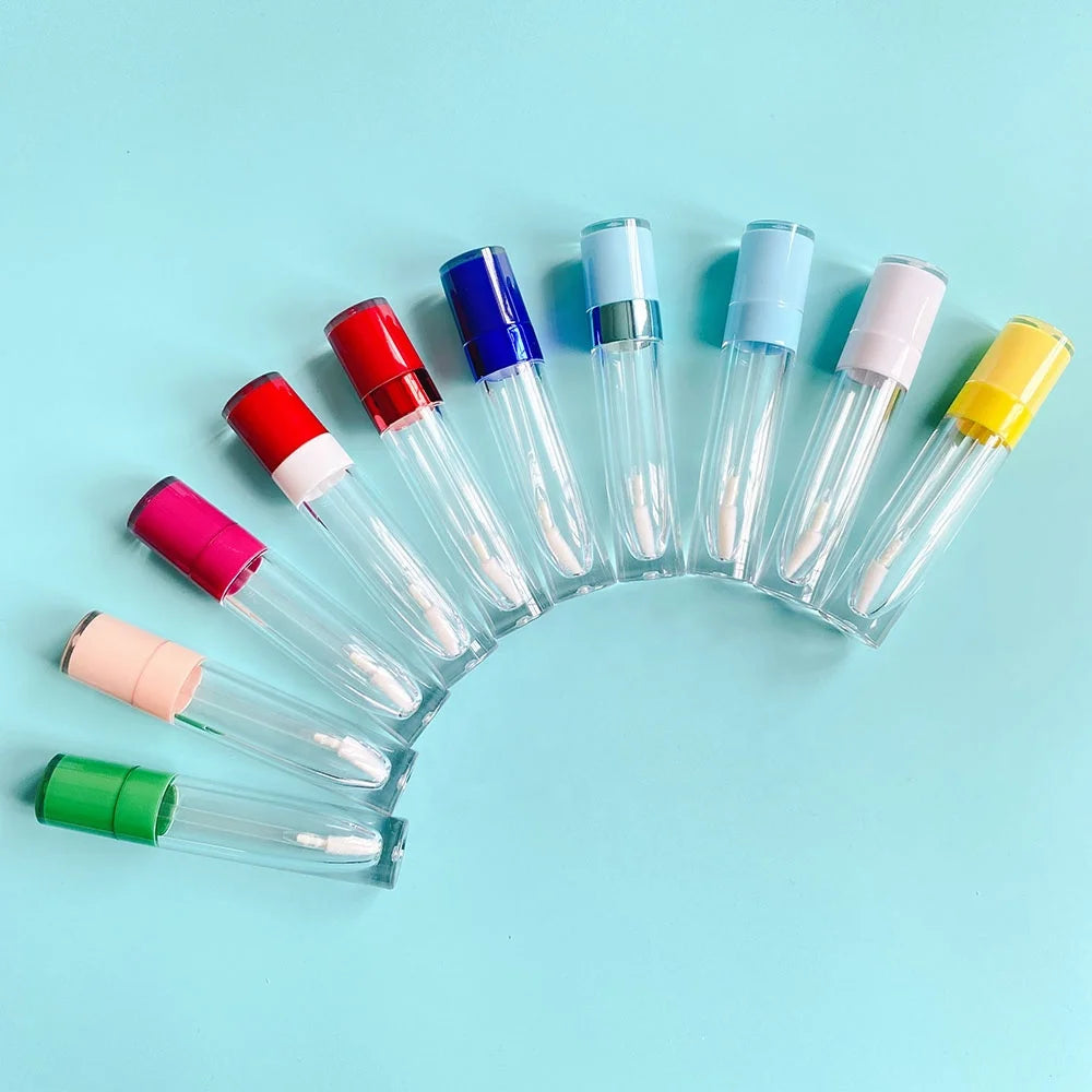 LZ Pack Hot Sale White Blue Green 8ml Lipgloss Wand Tubes Wholesale Round Plastic Private Label Lip Gloss Empty Tubes