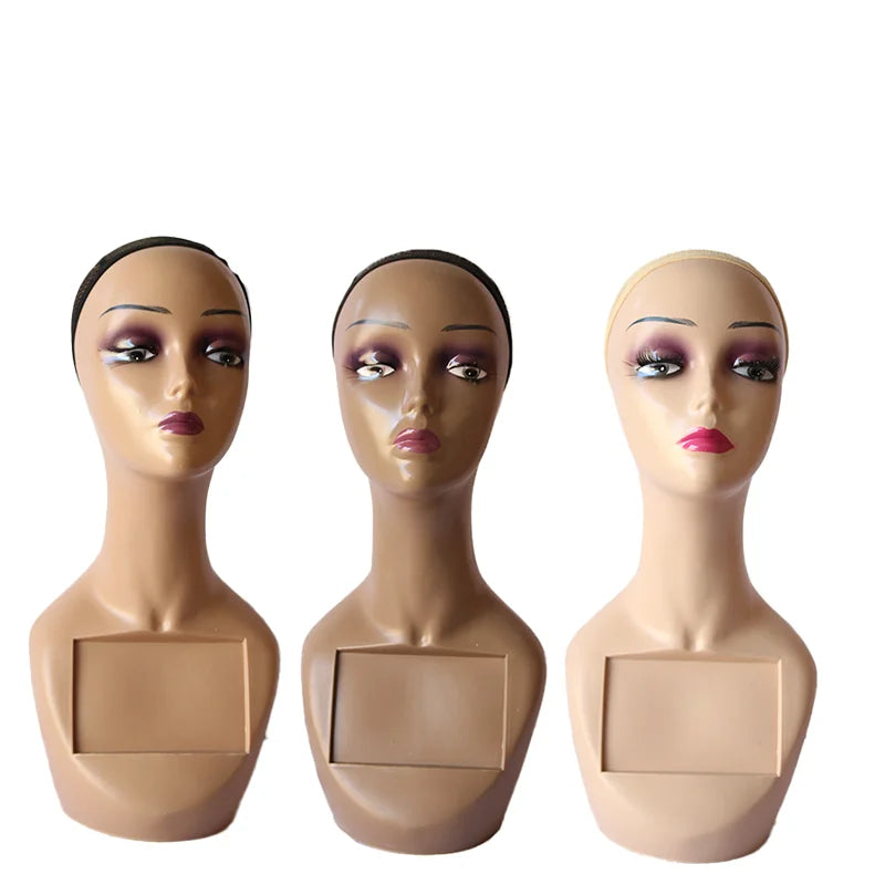 Wholesale Cheap Female Makeup Hat Jewelry Display Wig Mannequin Head Women Stand Plastic Plus Size Modern Tripod Stand for Wig