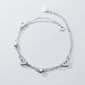 925 Sterling Silver Sweet Double Layer Heart CZ Charm Bracelet for Women Sterling Silver Wedding's Day Gift