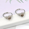 Natural Black Rultilated Quartz Crystal Gem Stone Rings Exquisite 7mm Brass Round Crystal Gemstone Ring