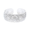 Tibetan Silver Open Cuff Bracelet Bangle Carved Spiral Fish Flower Connecting Branches Pattern Wide Band Fashion Cuff Bracelets