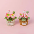 Popular Delicate Multi-Head Crochet Large Lotus Potted Plant with Flowerpot Wholesale Woolen Knitted Flower Decoration