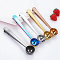 2 in 1 Mini Stainless Steel Metal Coffee Scoop Multifunction Mirror Gold Spoon Milk Powder Coffee Measuring Spoons With Bag Clip