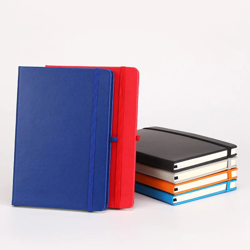 Custom Basic A5 PU Leather Notebook Journal 100 Sheets 200 Pages Ruled Paper Notebooks With Pen Holder