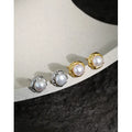 InsS925 Men/Women Unisex Cold Wind Light Tempered Freshwater Pearl Stud Earrings S925 Sterling Silver Inlay Niche Temperament