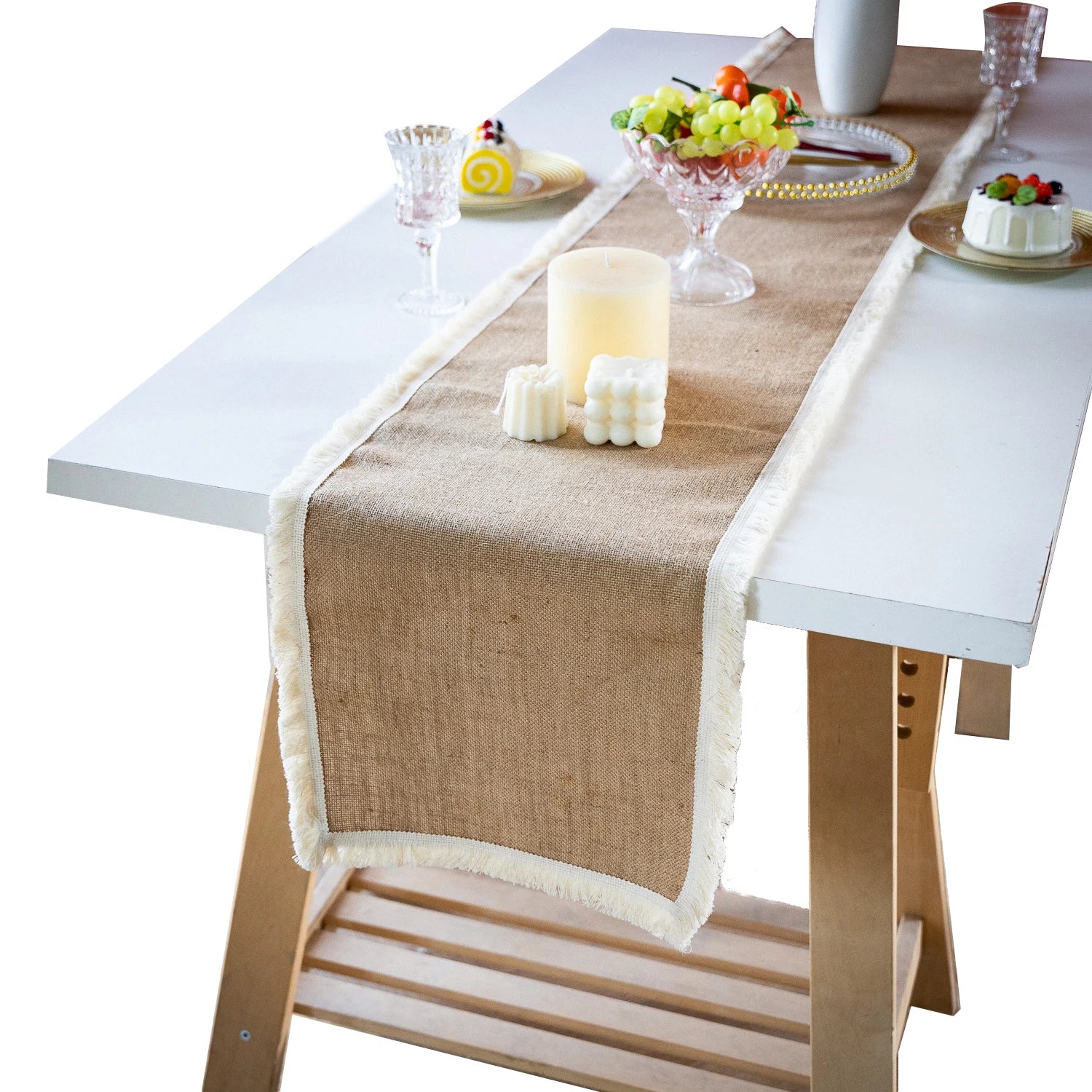 Table Cloth Woven JuteTassel Table Mat Table Runner