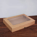 Wholesale Baking Transparent Window Dessert Packaging Box Square Brown Kraft Paper Cookie Candy Packaging Box