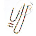 Fashion Punk Gold Plated Jewelry Set Stainless Steel Colorful Zircon Tennis Choker Necklace Bracelet Earrings Sets for Women