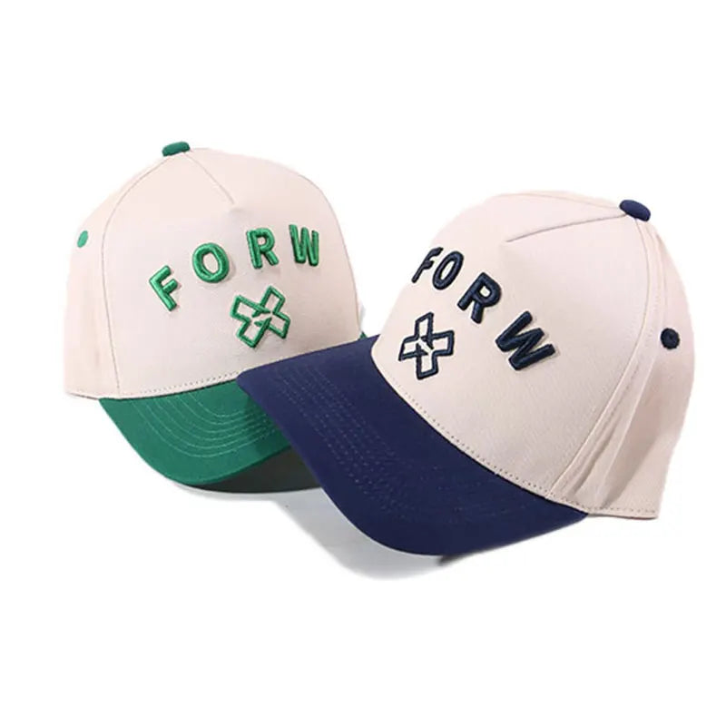 Custom 3D Embroidery Men's Fashion Sports Baseball Cap Structured Curved Brim Gorras 5 Panel Two Tone Sports Hat