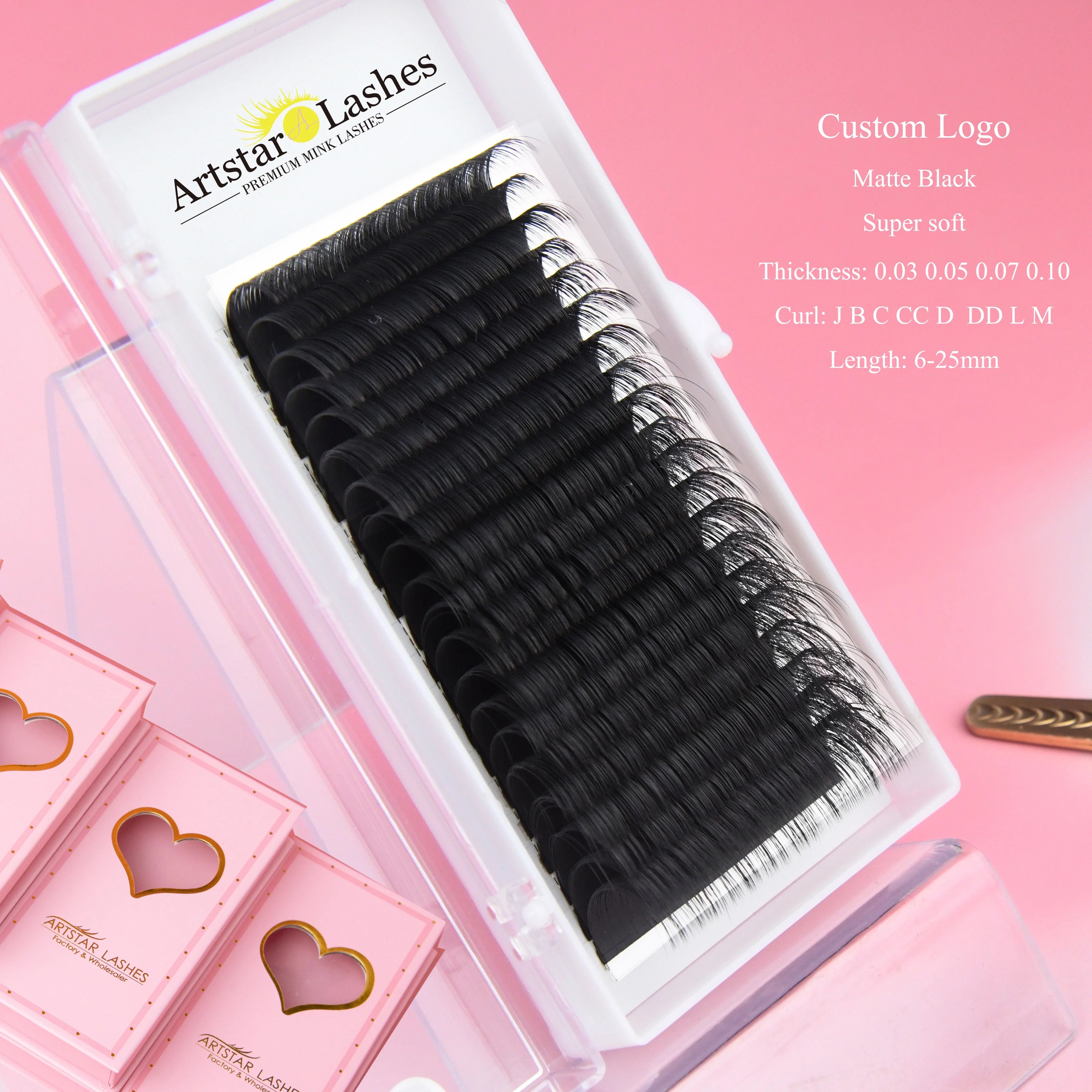 J/B/C/CC/D/DD Curl 0.03 0.05 0.07mm Volume Eyelash Extensions Bottom Lash Tray with Private Label