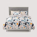 100% Cotton Printed Geometric White Bed Sheets Elegant Luxury Super Soft 300TC Customizable All-Season Home Textile Bedding Set