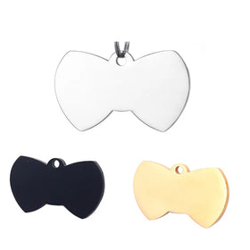Badge Bowknot Dog Tag House Star Flower Shape Stainless Steel Pet ID Tag Army Tag Pendant