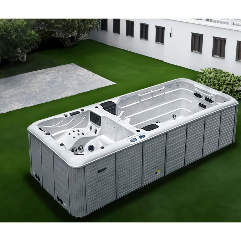 Sunrans Large Dual Zone Swim Spa Outdoor Garden Acrylic Swimming Pool Spa Whirlpool