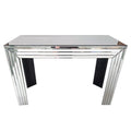 Modern Living Room Hallway Silver Entryway Table with Line Design Mirror Finished Mirrored Long Accent Narrow Console Table