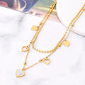 Elegant Heart Charms Chokers Necklaces for Women Gold Plated Stainless Steel Double Layer Zircon Heart Pendant Necklace Jewelry