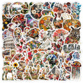 50PCS Trendy Floral Tattoo Jesus Crucifix Flower Animals Maple Leaf Sticker