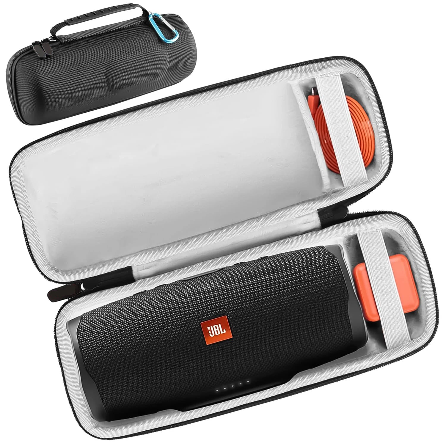 Brilliant Black Waterproof Speaker Eva Case for Charge 4/ Charge 5 Hard Eva Case Fits Multiple Bluetooth Speakers (Case Only)
