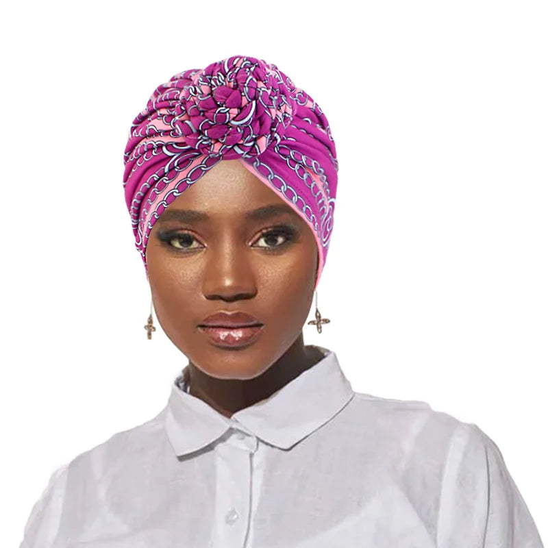 Low Moq Fashion Pattern Big Braided Twist Knotted Women African Headwraps Chemo Sleeping Turban