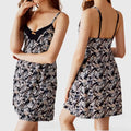 Ladymate ODM/OEM Ropa De Dormir Con Cuello En V Para Mujer Multicolor Elegant Women Floral Print Contrast Lace Sleep Cami Dress