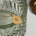 Fashion 18K Gold Plated Plating Sun Shaped Compass Pendant Necklace Custom Stainless Steel Link Chain Necklace