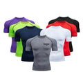 High Elastic Men's Quick Dry Compression Sports Tops Short Sleeve T-Shirt Gym Clothes Breathable Training Tight Plain Shirts