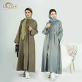 Loriya Solid Color Breathable Modest Abaya Dubai Women Soft Linen Open Abaya Women Muslim Dress Women's Clothing
