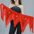 Irresistible Charm Asymmetrical Fringe Wave Wrap Waist Scarf Hip Skirt for Women Belly Dance Training Clothing