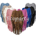 Floral Hollow Out Fringe Tassel Shawl Women Vintage Capes Ponchos Autumn Camel Suede Bohemian Cardigan Cloak Boho Capes