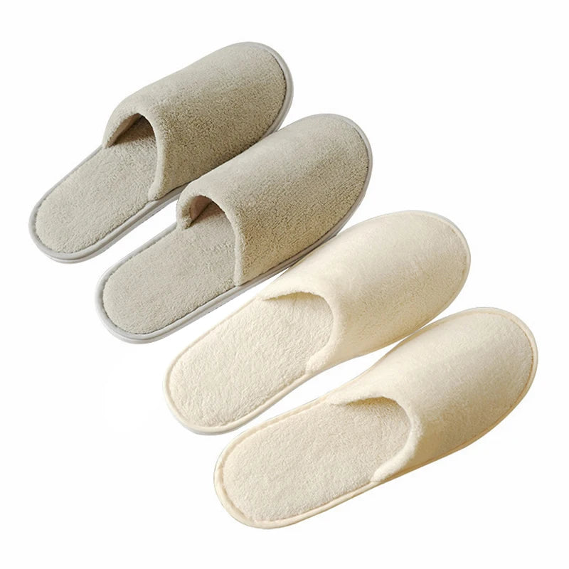 Wholesale Custom Logo Environmentally Friendly Disposable Cotton Velvet Hotel Slippers Customized Color Eco-Friendly Amenities