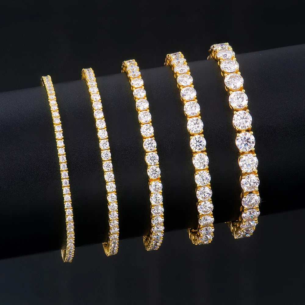 Wholesale Men Women Hip Hop Gra Certified Jewelry Sterling 925 Silver Vvs Diamond Mossanite Moissanite Tennis  Chain Bracelet