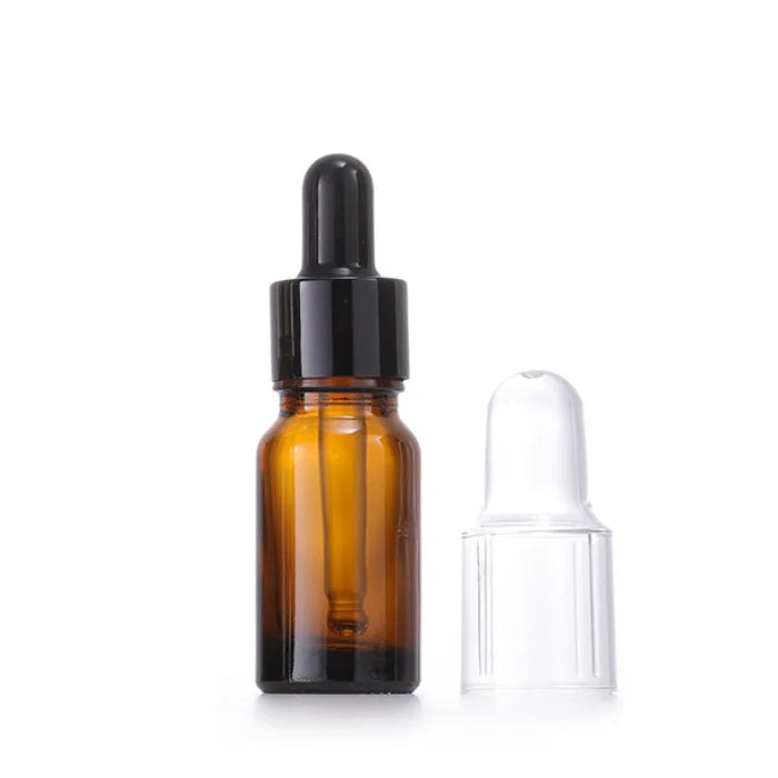 Hot Sale Transparent Cover Cosmetic Packaging 20ml Amber Brown Essential Oil Dropper Glass Bottle