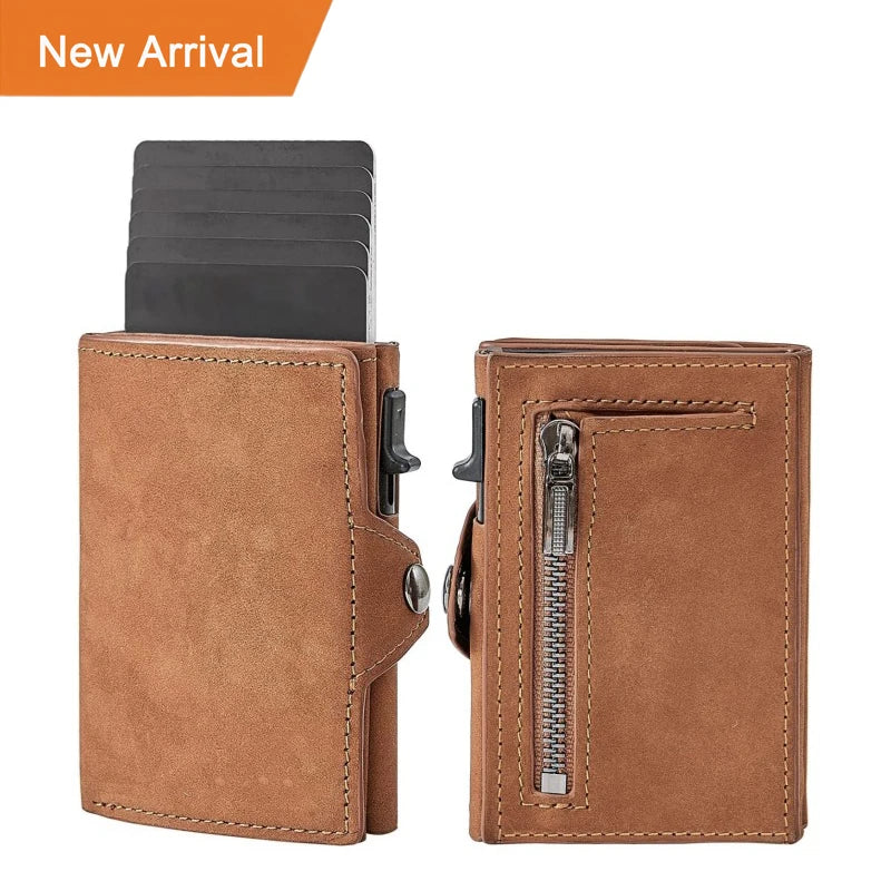 Men's Unisex Pop-up Wallet Smart Minimalist Slim Leather Credit Card Holder with RFID Short Length Open Closure Type