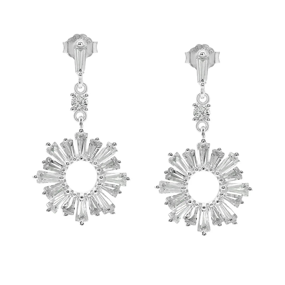 Big Stud Women Silver Sunflower 18k Gold Plated 925 Silver Cheap Fashion Zircon Earrings for Women