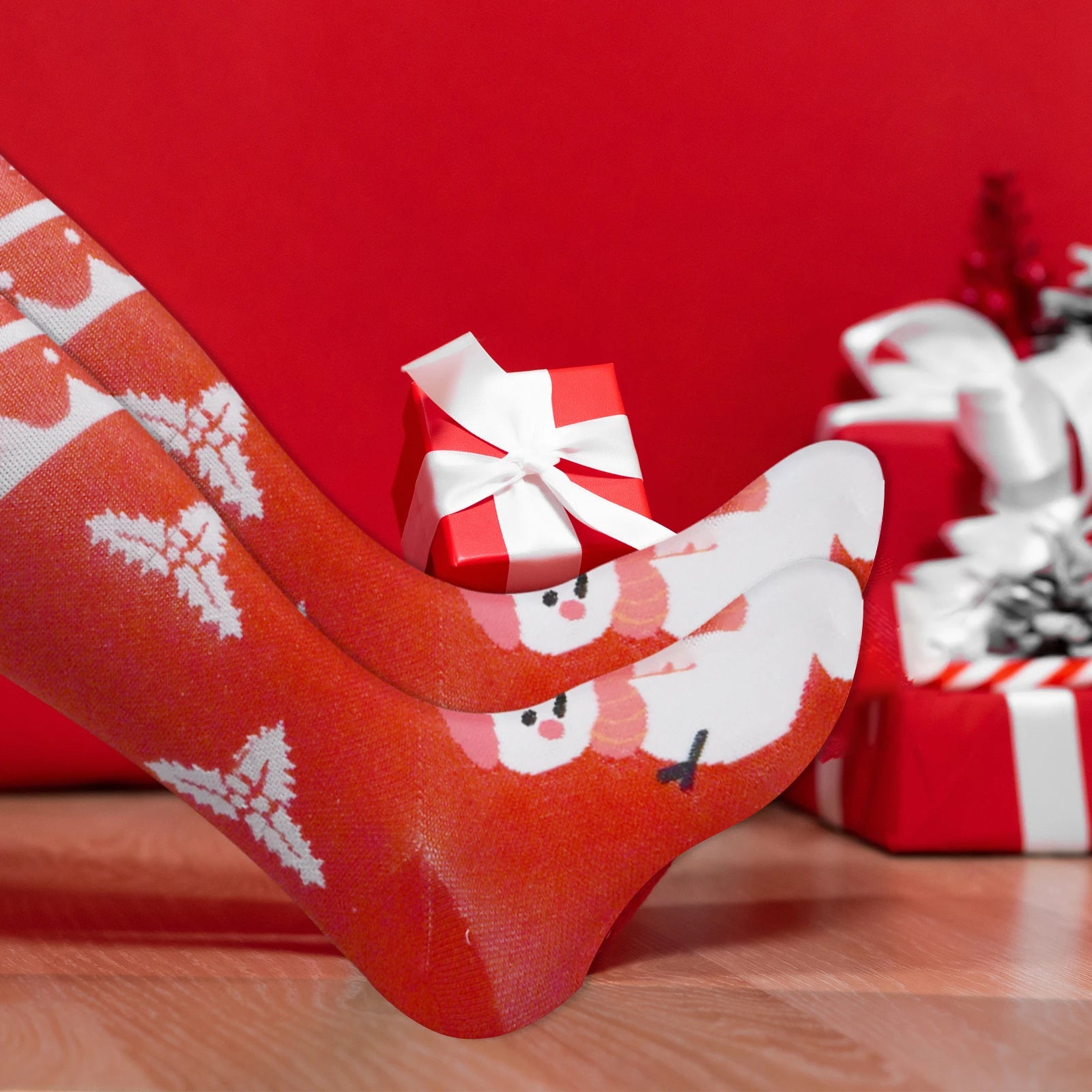 Women's Youth Funny Christmas Crew Cotton Socks Anti-Slip 3D Novelty Comfort Winter Gift Wholesale Fallow Stock Cute Cartoon