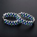 Custom baguette Color Zircon Diamond Jewelry 925 Sterling Silver Cubic Zirconia Huggie Hoop Coloful Earrings Silver 925 Earring