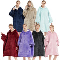 Customized Logo Design Wearable Winter Warm Sherpa Oversized Cozy Flannel Hoody Hoodies Blankets with Sleeves