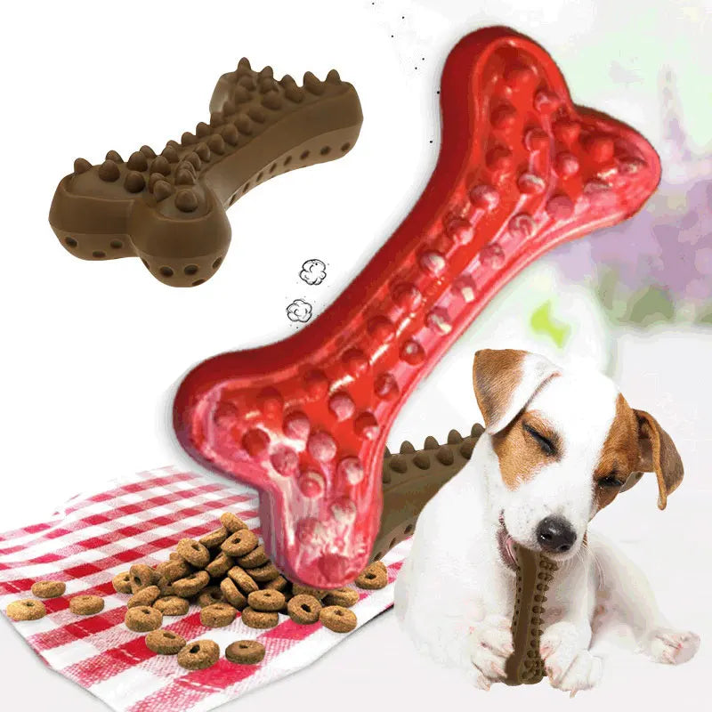 Durable Luxury Dog Chew Bone Toy-Molar Cleaning Bite Resistant Rubber Interactive for All-sized Dogs